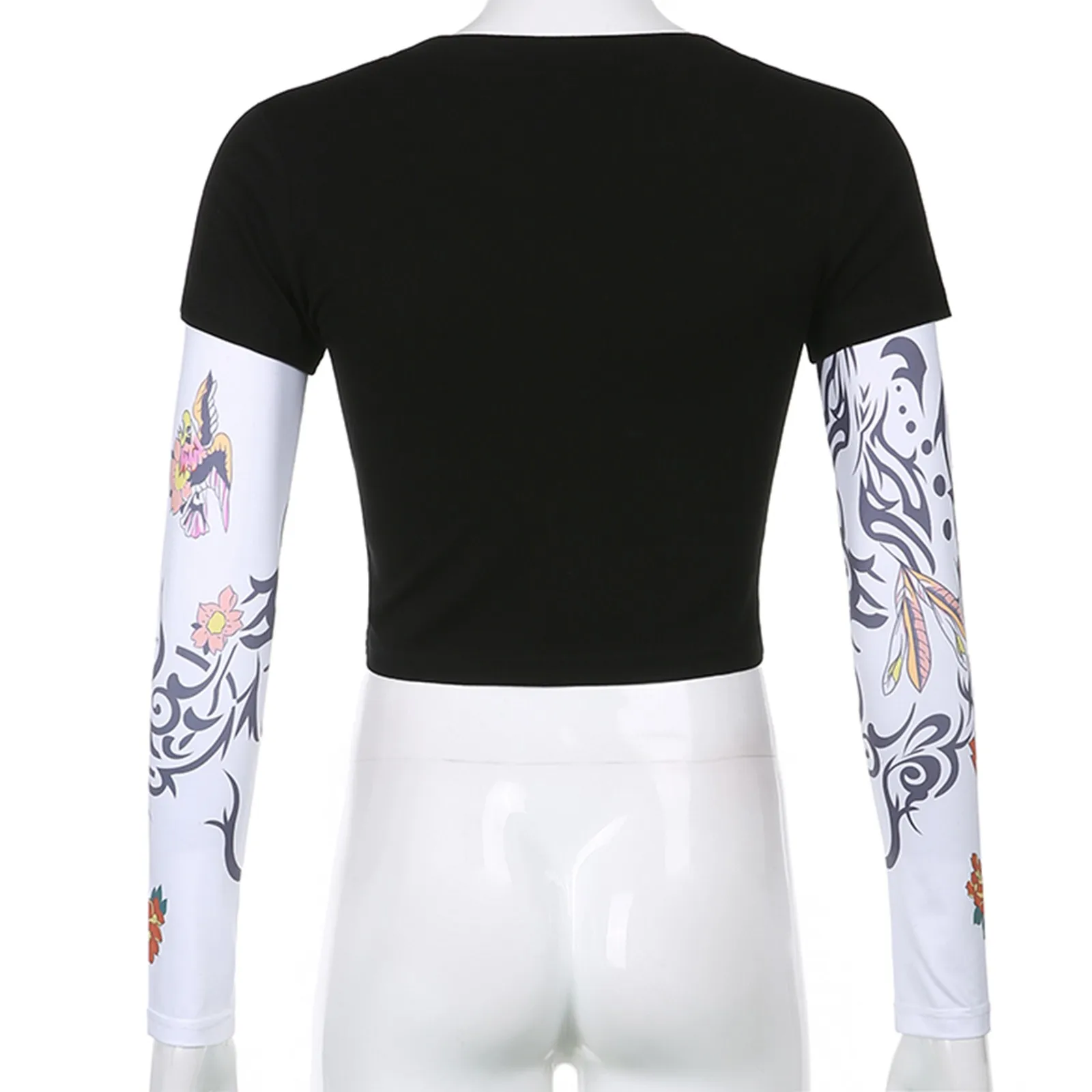 

Sexy Shirts For Women Fake Two Bottomed T-shirts Sexy Letter-based Short Navel Aesthetic Clothes High Quality Mujer Camisetas