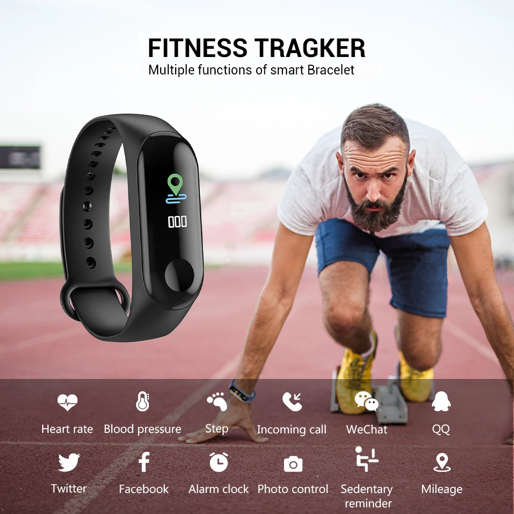 Умные часы M3 совместимые с Bluetooth смарт-браслет 3 для женщин и мужчин браслет