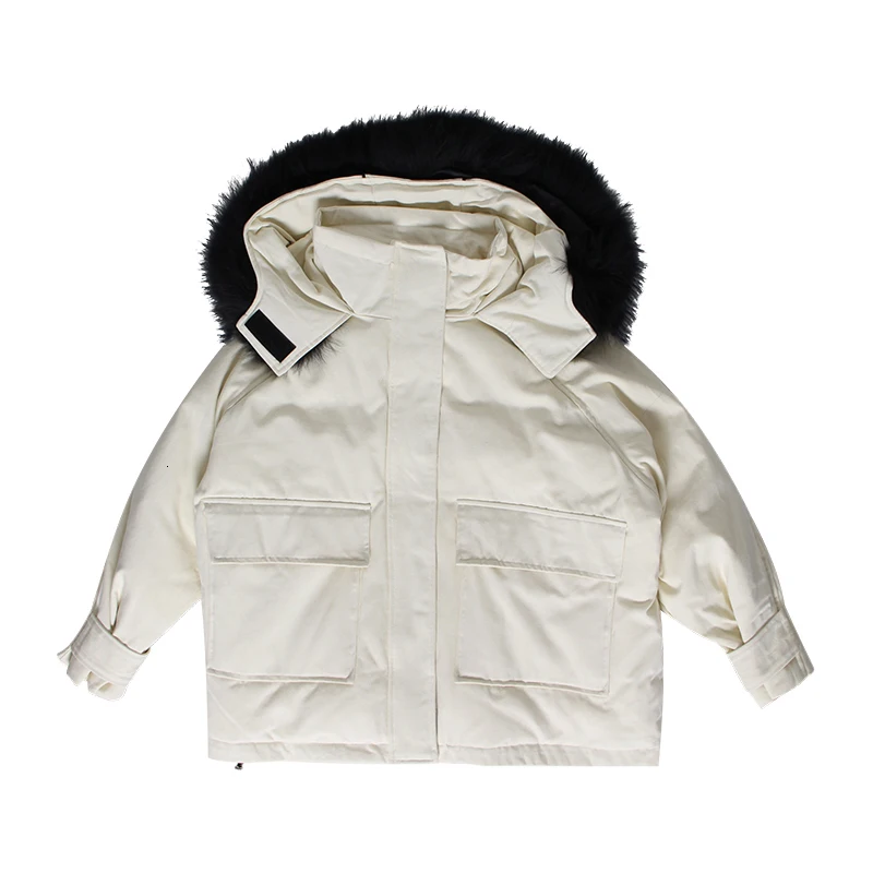 

GALCAUR Patchwork Fur Collar Casual Parkas For Women Hooded Pocket Female Cotton Coats Warm Thick Winter Oversized Clothing 2020