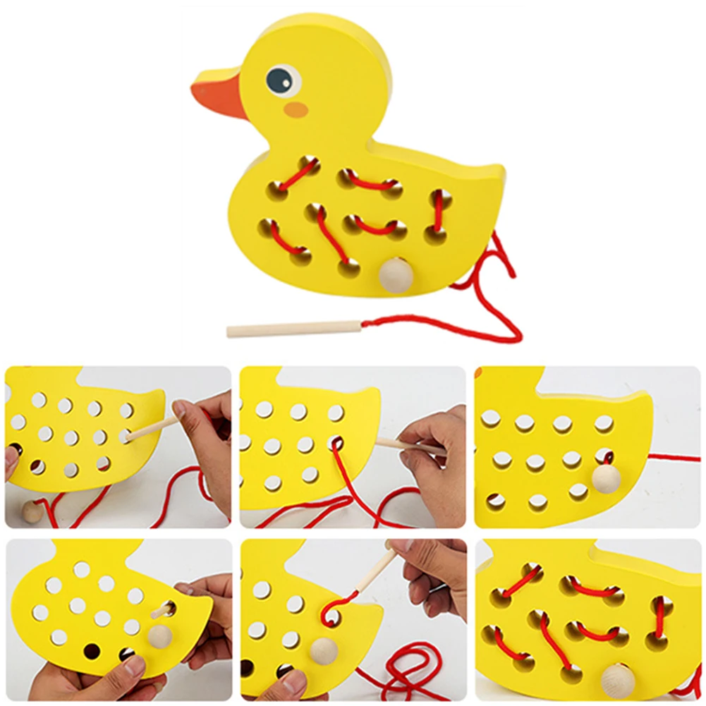 Утка Кит деревянная игрушка завязка нитка игра Искусство жизни раннее