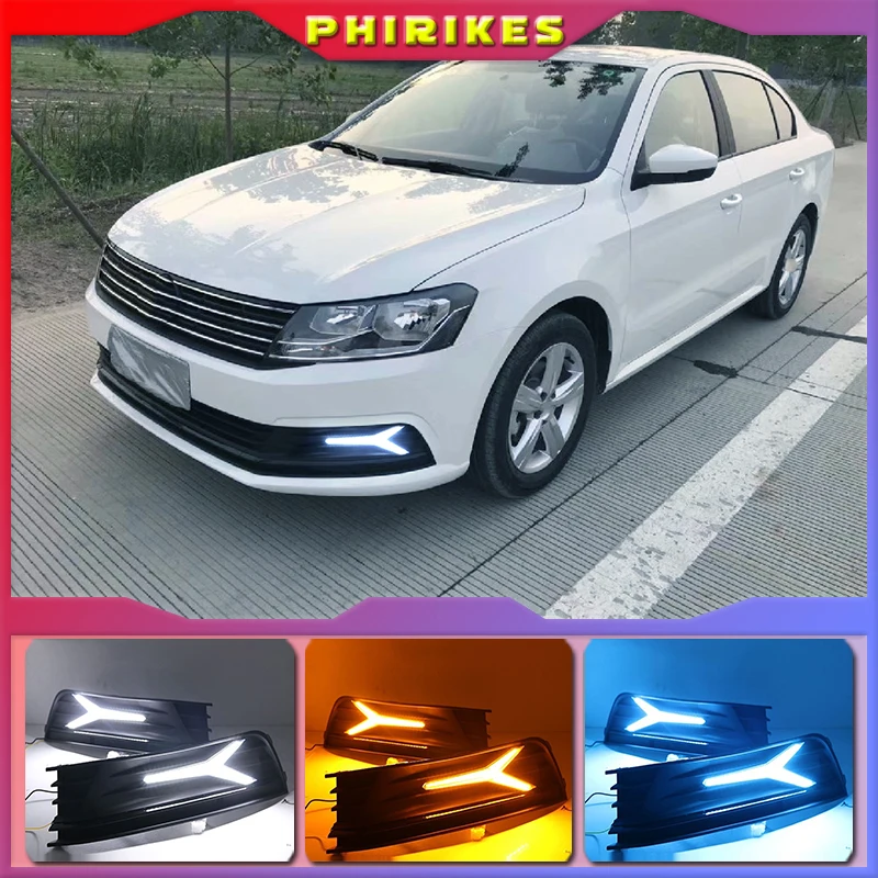 

1 пара для Volkswagen VW Lavida 2015-2017 с желтым сигнальным светом Trun, синяя светодиодный чная Светодиодная лампа DRL, дневные ходосветильник
