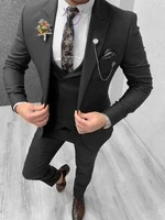handsome one button groomsmen peak lapel groom tuxedos men suits weddingprom best blazer jacketpantsvesttie b315