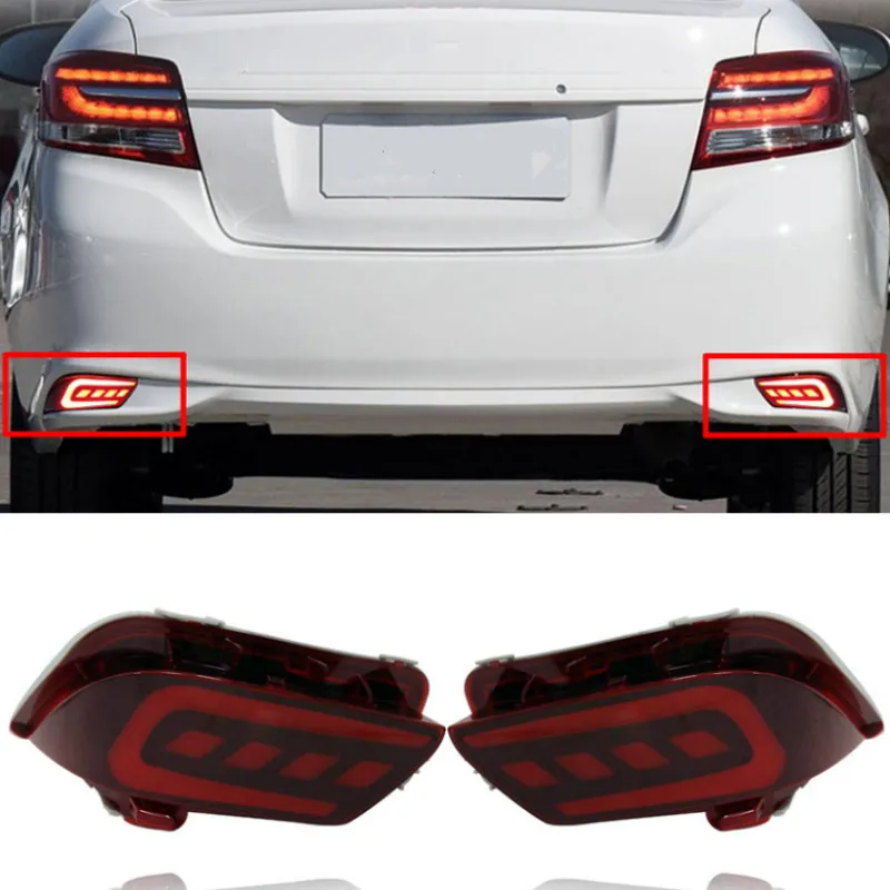 2PCS LED Rear Bumper Reflector Fog Lamp For Toyota Vios 2016 2017 2018 Bumper Light Brake Light Turn Signal Light Warning Light