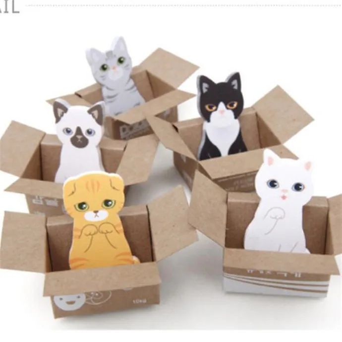

40packs/lot Cute Dog cat box Memo Pad Sticky Notes planner stickers Pads Korean Stationery Wholesale Free Shipping
