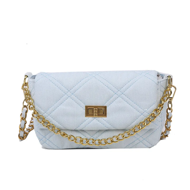 

New Small Chain Denim Crossbody Bags for Women 2021 Simple Totes Shoulder Bag Lady Luxury Brand Designer Handbags and Purses