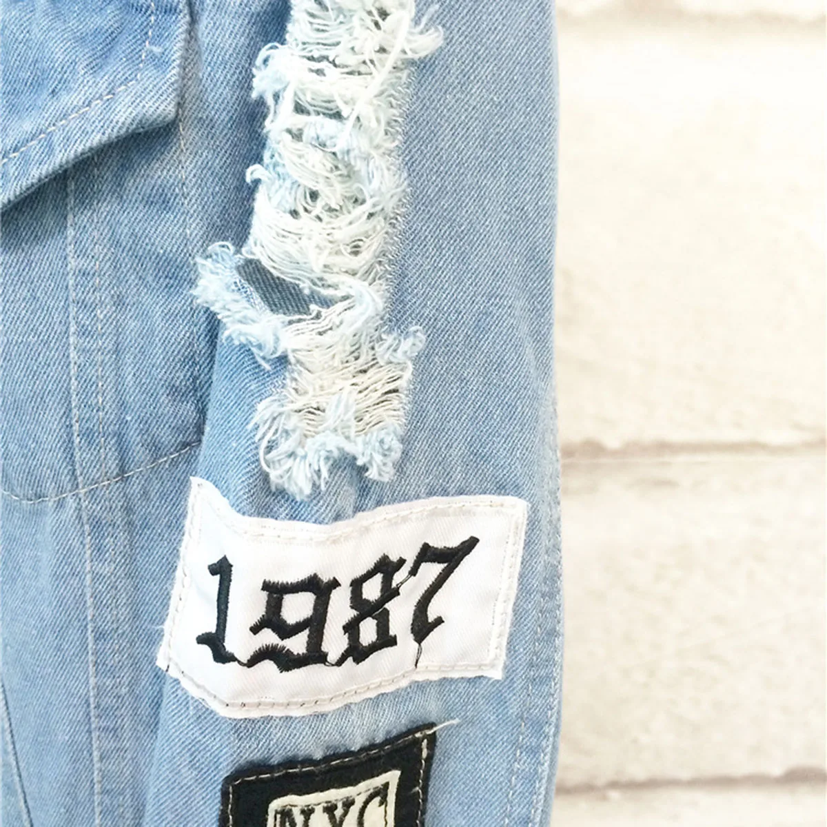 Корейская вышивка с потертостями в стиле ретро нашивка надписью куртка-бомбер