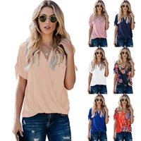 fashion v neck shirt womens summer new printed loose pleated pullover top blusas y camisas blusas mujer de moda 2021