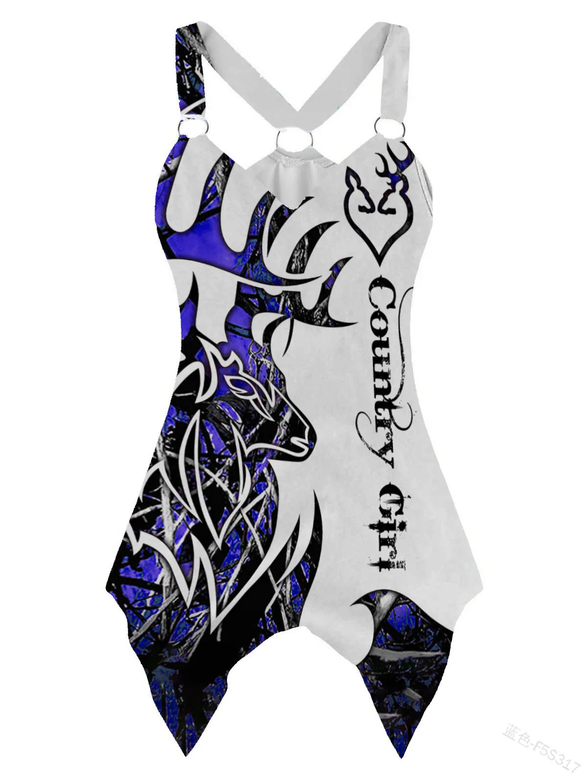 

[You're My Secret] Casual Women's Tank Top Elk Printed Sexy Camisole Cross Strap Vest Summer Slim Mid Waist Tshirt Backless Tops