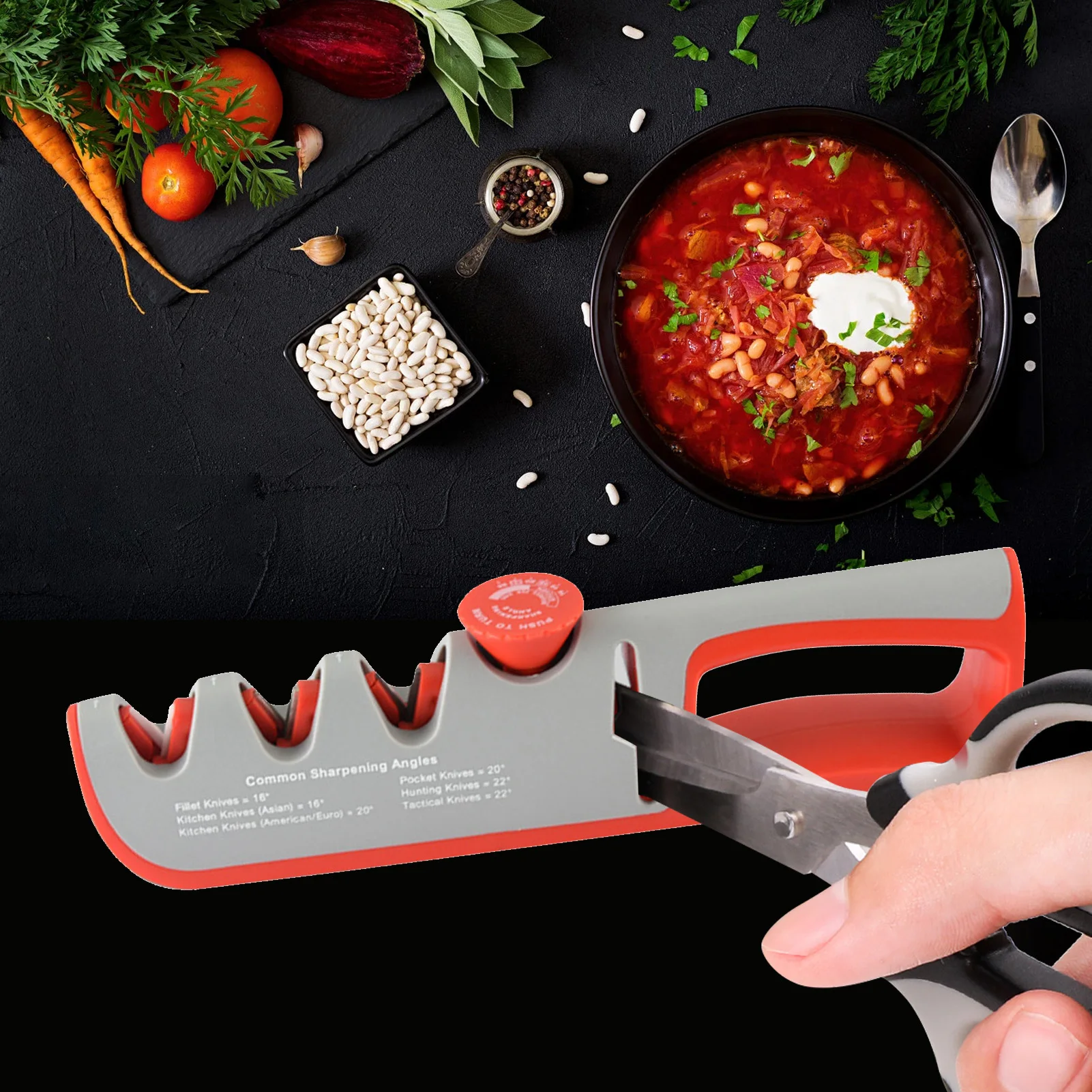

Sharpener 4 in 1 Kitchen Outdoor Sharpening/Rough Sharpening/Careful Sharpening/Scissor Sharpening Adjustable Sharpen Angle