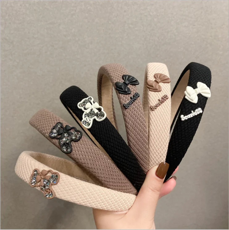 

Women hairbands New cute rhinestone bear headband simple bow headbands