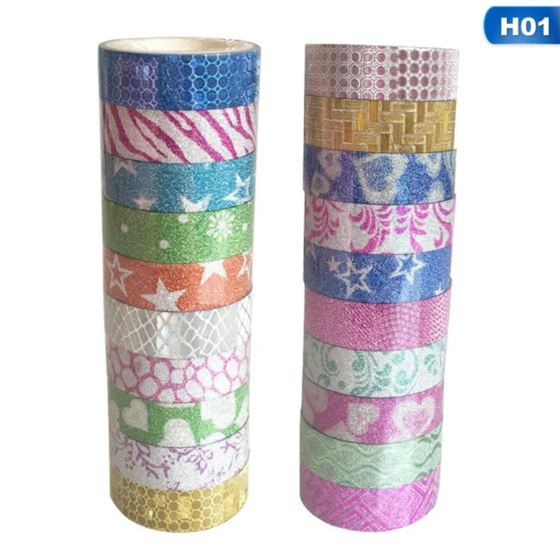 

1Pc Paper Tape Glitter Japanese Stationery Scrapbooking Decorative Tapes Adhesive Tape Kawai Decorative Random Color