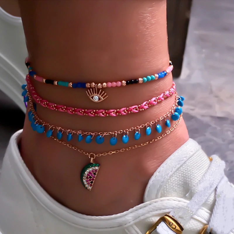 Tocona разноцветные бусины для глаз арбуз в стиле бохо браслеты женщин Многослойные