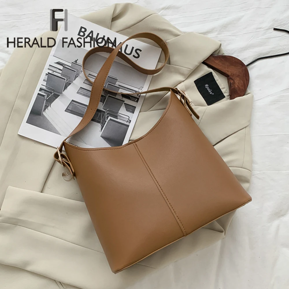 

Casual Large Capacity Totes Designer Wide Strap Women Handbags Luxury Pu Leather Shoulder Crossbody Bags Buckets Bag Lady Purses