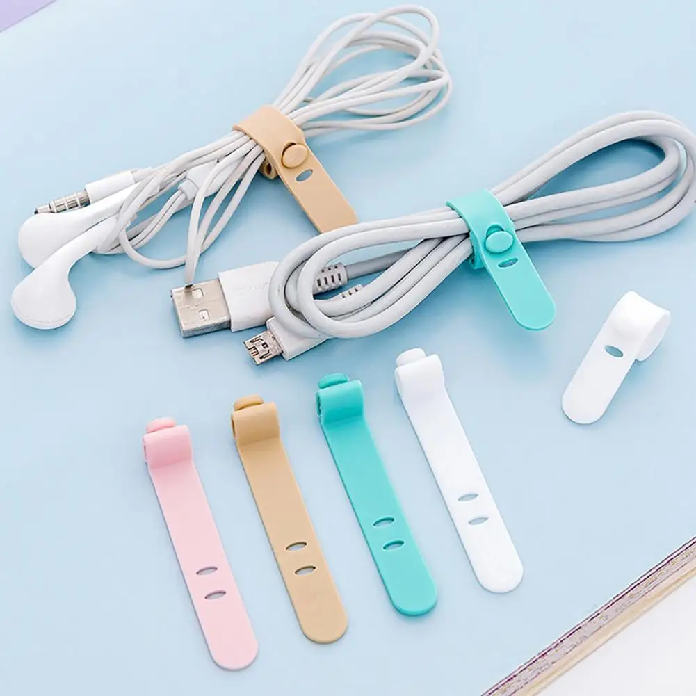 

HOT SALES!!! 4Pcs/Set Wire Organizer Durable Cute Snap Silicone Creative Earphone Cord Winder for Charger Cable