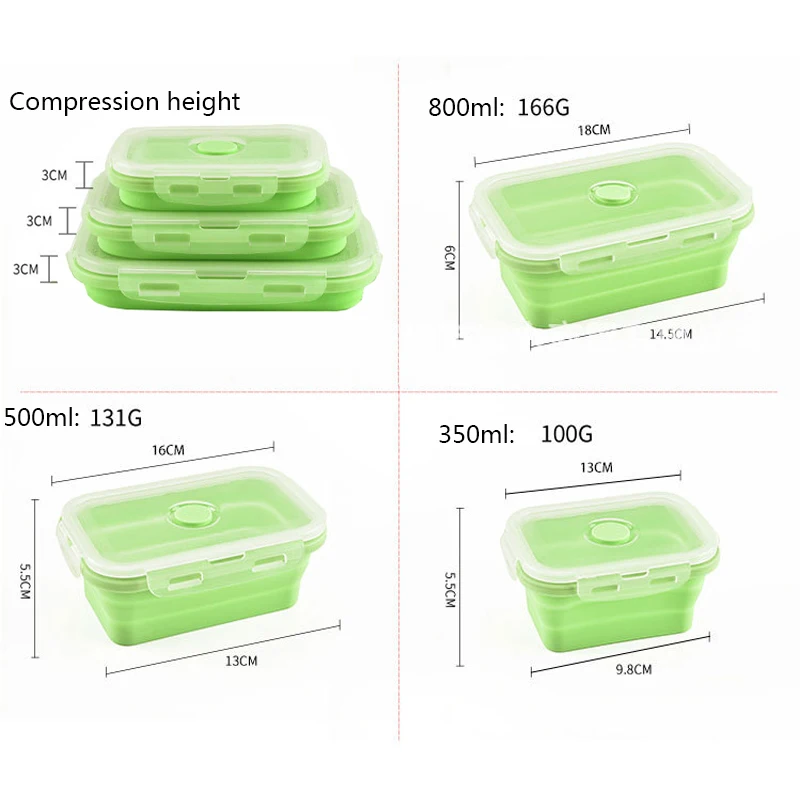 Складная Силиконовая Коробки для обедов Еда контейнер хранения фруктовый салат