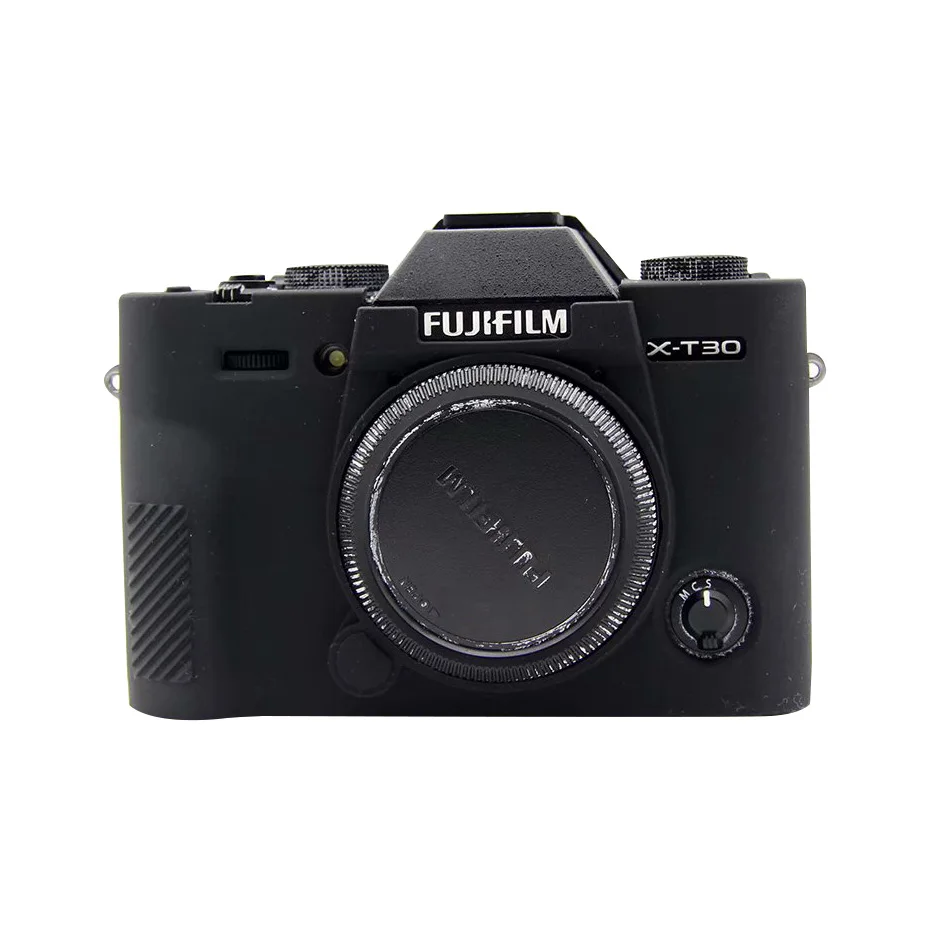 Black Сумки для камеры Fujifilm X-T30 мягкие силиконовые чехлы цветной резиновый чехол для Fuji XT30 защитные аксессуары для тела открывающийся аккумулятор - Цвет: Black