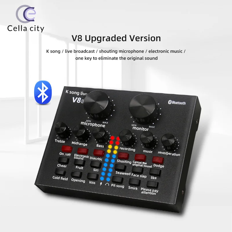 Внешняя звуковая карта V8S Bluetooth-гарнитура с микрофоном и подключением к сети для