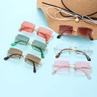 Солнцезащитные очки в ретро-стиле без оправы, UV400