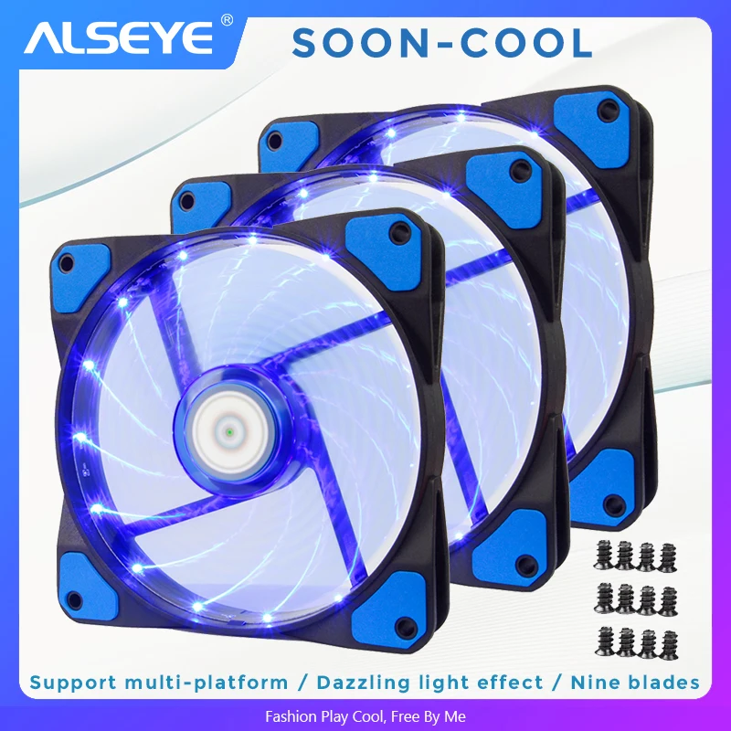 

ALSEYE Computer Fan 120mm PC Cooling Fan Cooler 3/4pin Quiet LED Fan for Computer 1300RPM 12cm 12v Fans
