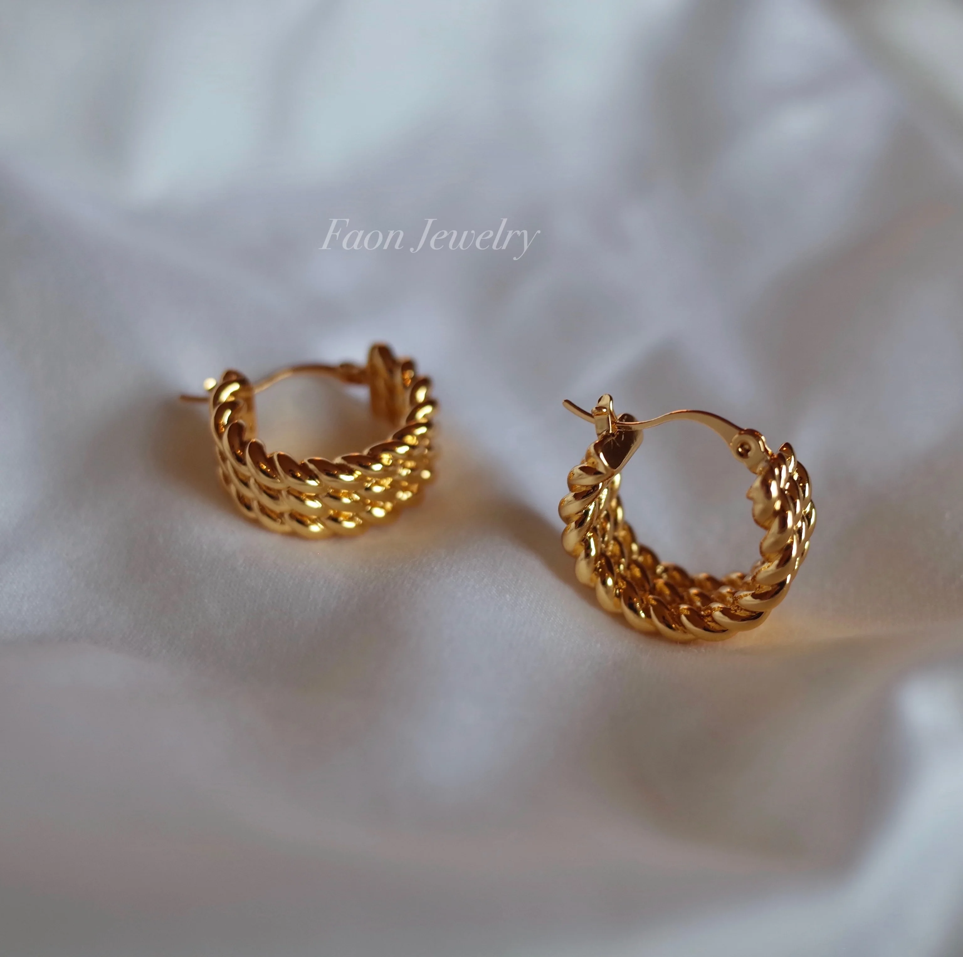 

Brass With 18K Gold Geo Braided CC Drop Earrings Women Jewelry Punk Party Gown Runway rare Boucle Korean Japan INS Boho Top