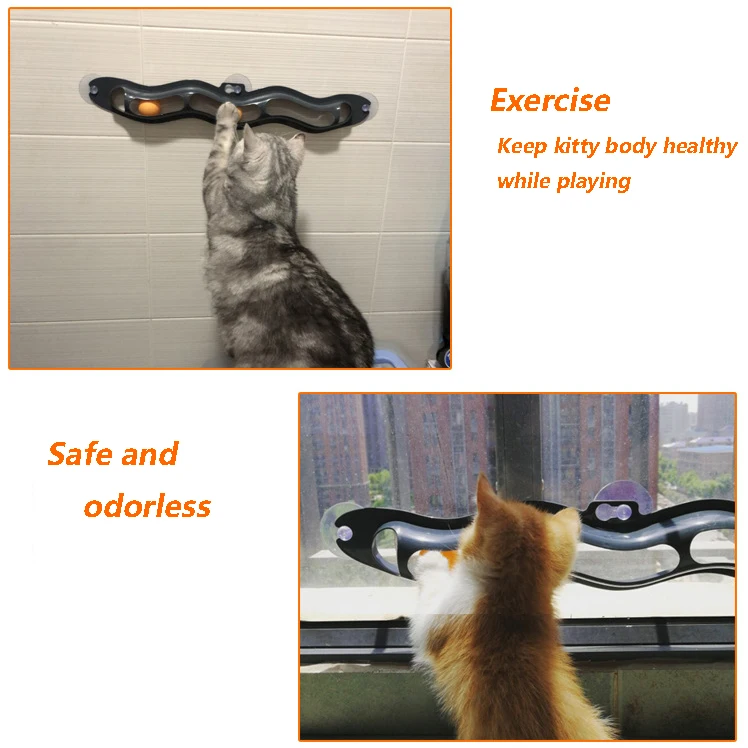 Игрушка на присоске с окошком игрушки для кошек треком и роликом интерактивный