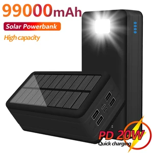 99000mah large capacity solar power bank with 4usb for outdoor trip portable external battery for iphone samsung xiaomi free global shipping