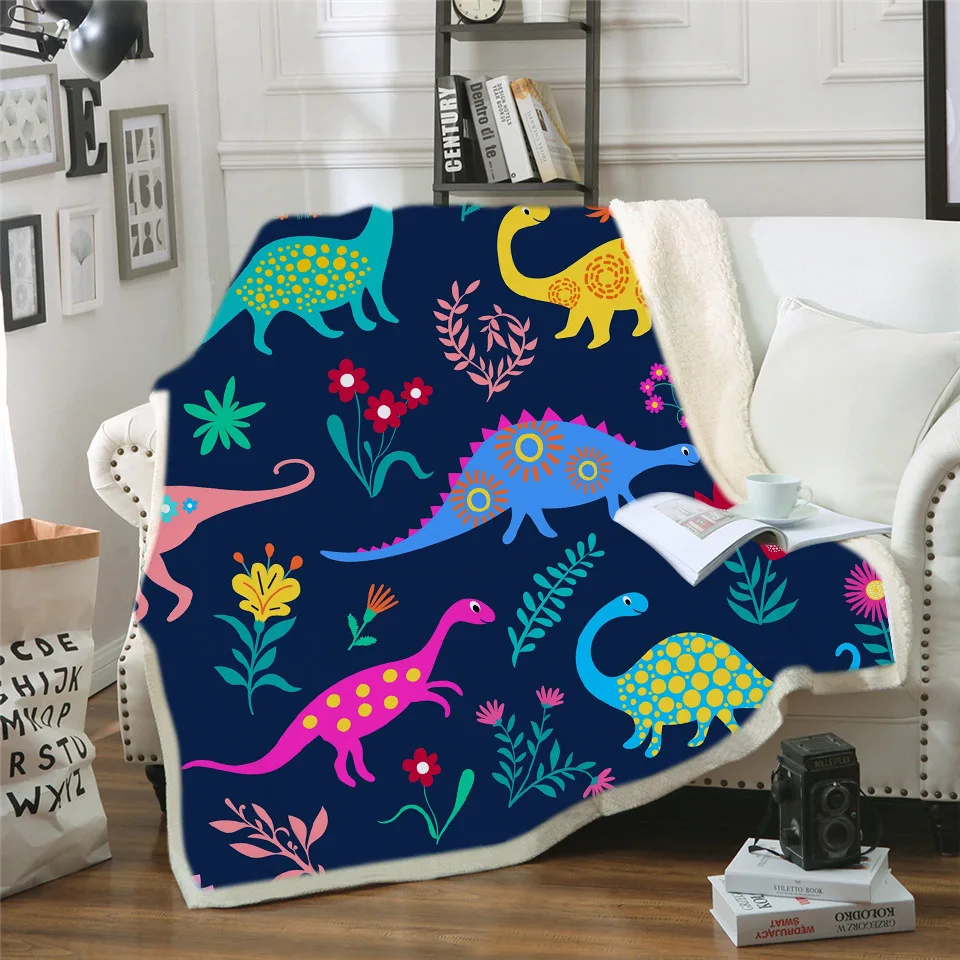 Dinosaur Blanket 3D Cartoon Jurassic Park Sofa Throw Blanket for Kids Single Size Bed Linens boys gift Microfiber Fabic Blanket