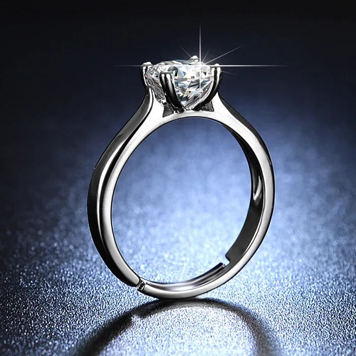 

925 Sterling Silver Wedding Rings Zircon Womens Rings Adjustable