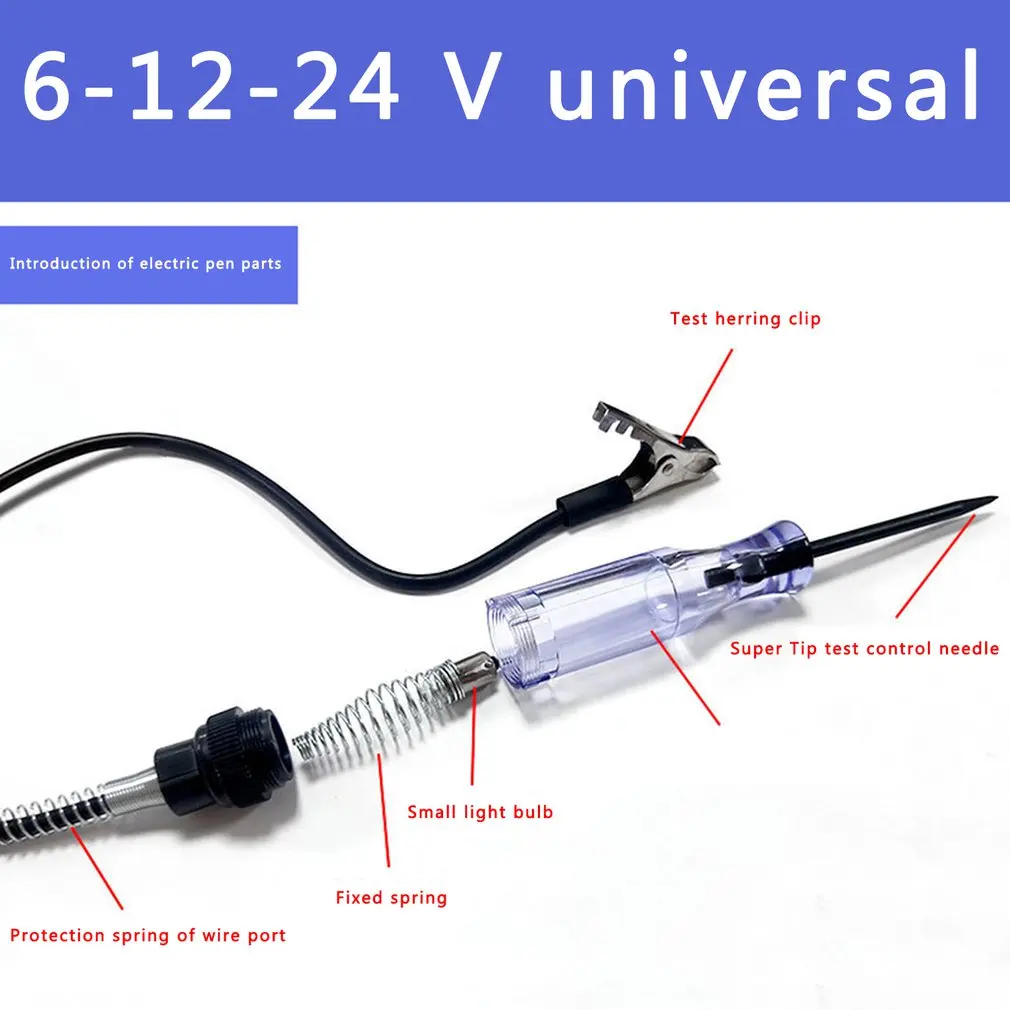 

DC6V-24V Probe Light System Test Probe Lamp Car Light Circuit Tester Lamp Voltage Test Pen Detector Repair Tool