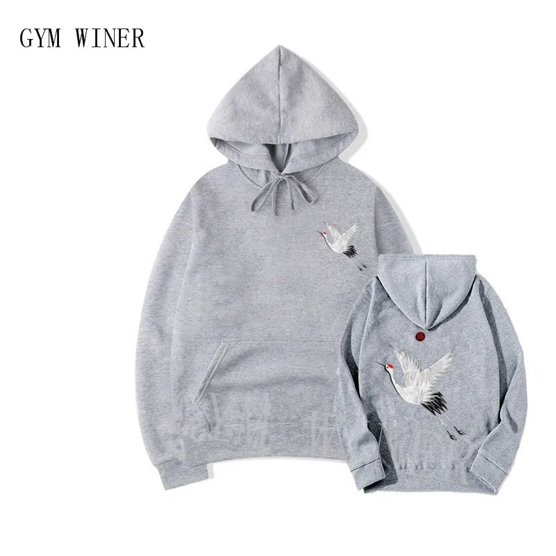 

GYM WINER printing Japanese Crane Hoodies Men/Women 2019 Hip Hop Casual Streetwear Hooded Sweatshirts Harajuku Male Hoodie