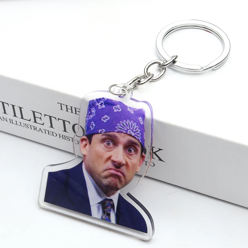 Хит продаж ТВ офисное искусство Забавный брелок акриловый Dwght Schrute Farm украшения