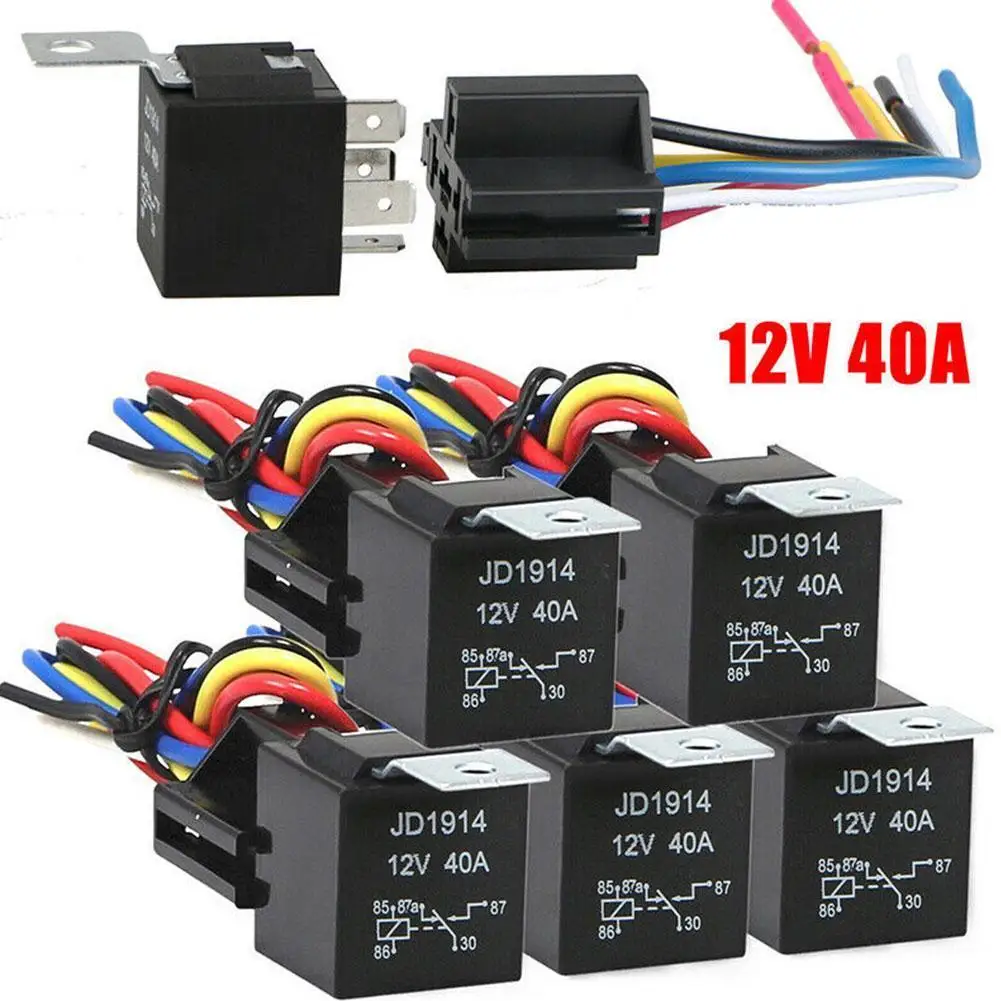 

5 Pin 40A Waterproof Car Relay Long Life Automotive DC Relays Air Light 12V/24V For Head Relay Open Normally Conditioner V4I3