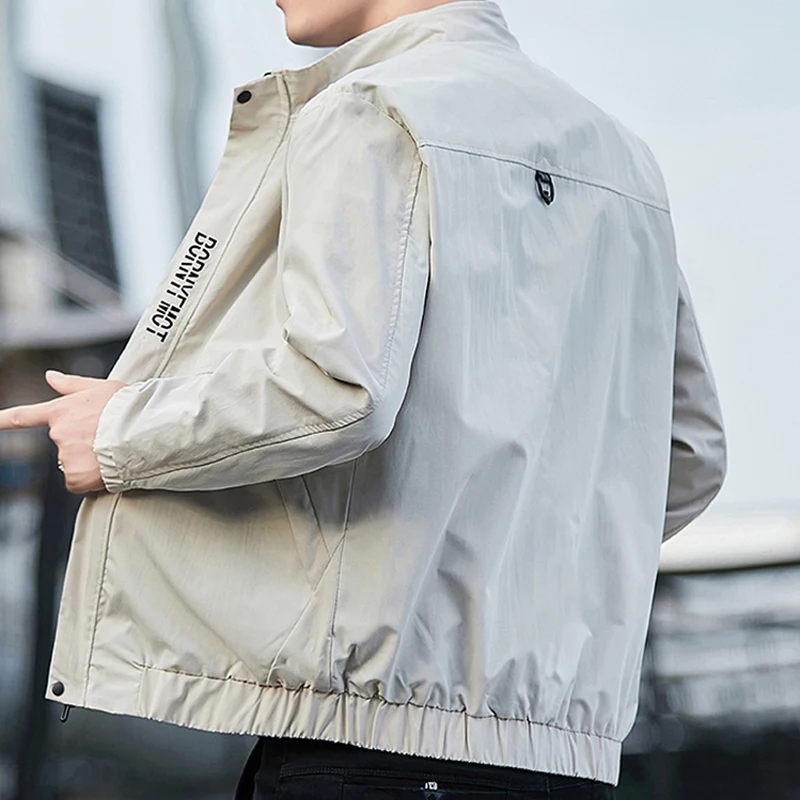 

New jacket men's spring and autumn casual solid color parka coat men's Korean style slim high-quality baseball collar jacket