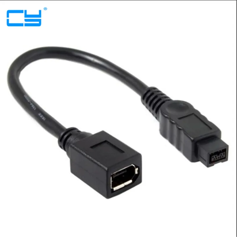 Черный IEEE 1394 6Pin Female to 1394b 9Pin Male Firewire 400 до 800 кабель 20 см|Компьютерные кабели и