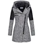 Женское теплое пальто, модная теплая облегающая Куртка, плотное пальто, Зимняя верхняя одежда, пальто на молнии с капюшоном, Женская Куртка