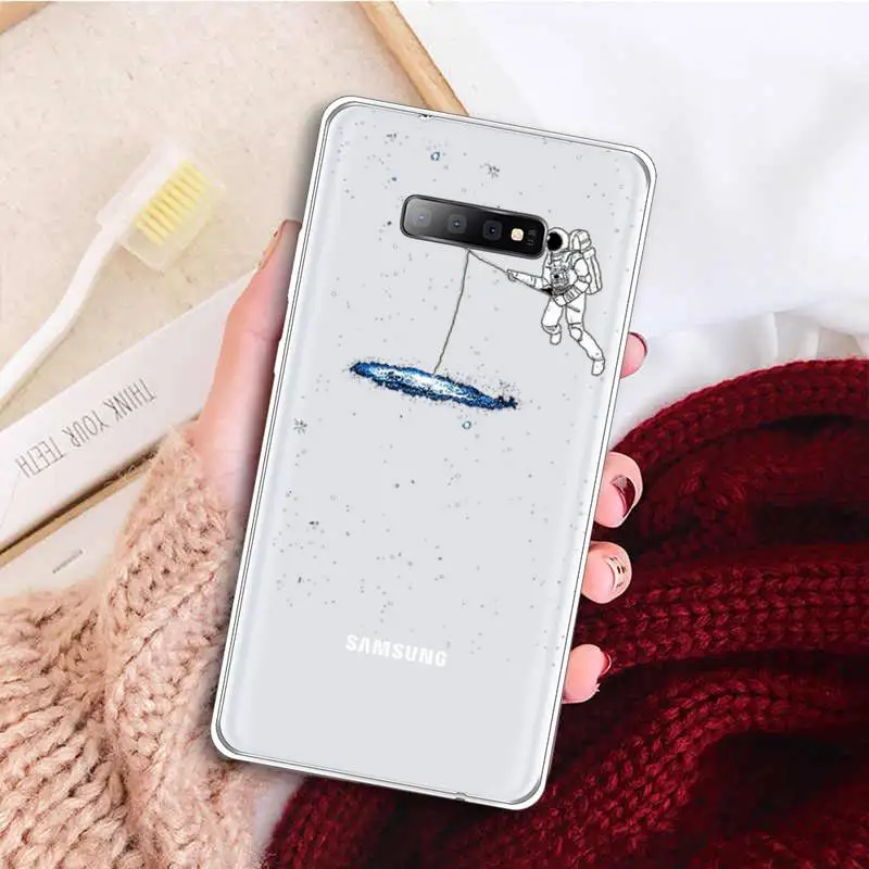 

Astronaut cartoon universe fashion Phone Case Transparent For Samsung Galaxy A 71 21s S note 8 9 10 plus 20 ultra