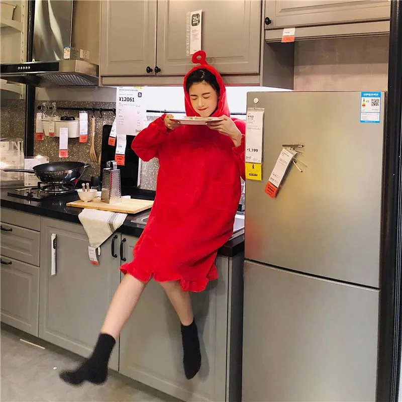 2019 зимняя женская ночная рубашка Корейская версия зимней милой четырехцветной