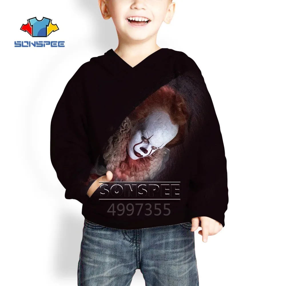 SONSPEE Stephen King's It clown Harajuku/футболка с 3d принтом для мальчиков и девочек-подростков/толстовки/шорты Детская одежда X210