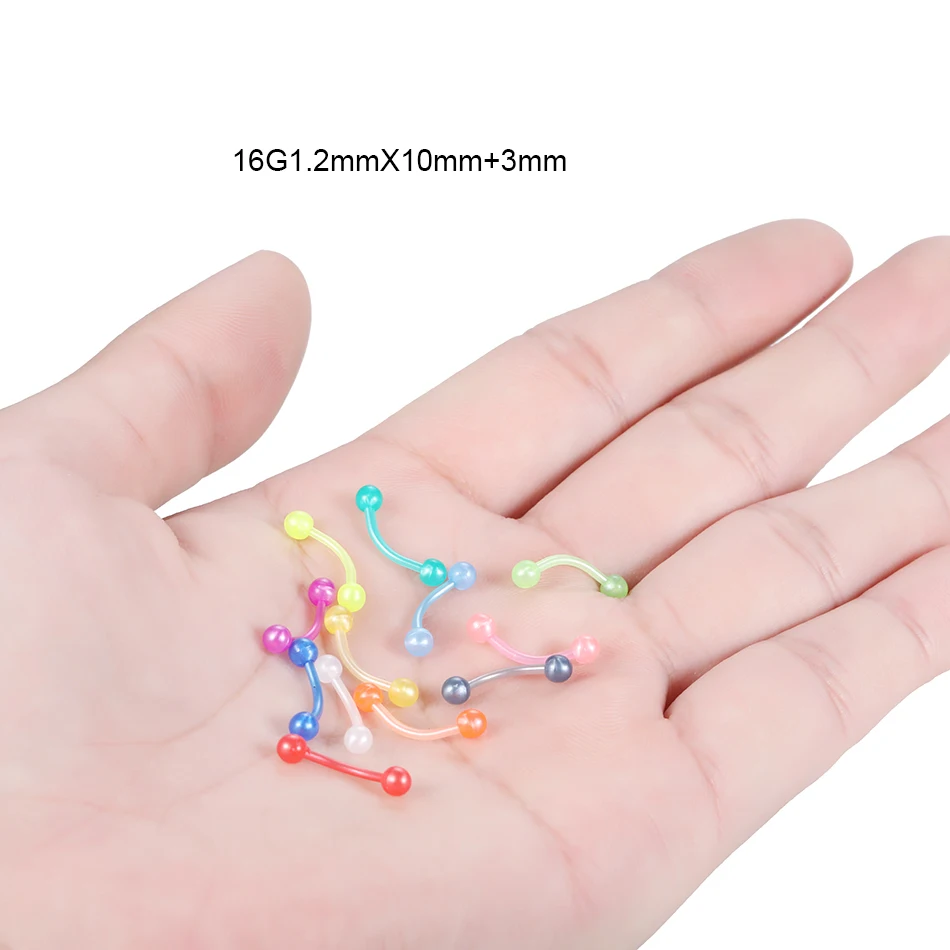Акриловые Изогнутые Штанги Для Пирсинга 12 шт./лот кольца для бровей бананов 16 г