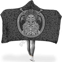 viking tattoo hooded blanket 3d printed cozy soft throw blanket adult women men wearable throw blankets 03