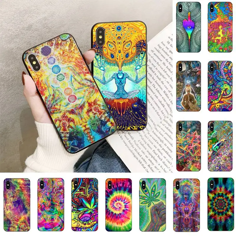 

Colourful Psychedelic Trippy Art Phone Case For iPhone 11 8 7 6S Plus 7 plus 8 plus X XS MAX 5 5S XR 12 11 Pro max se 2020 Case