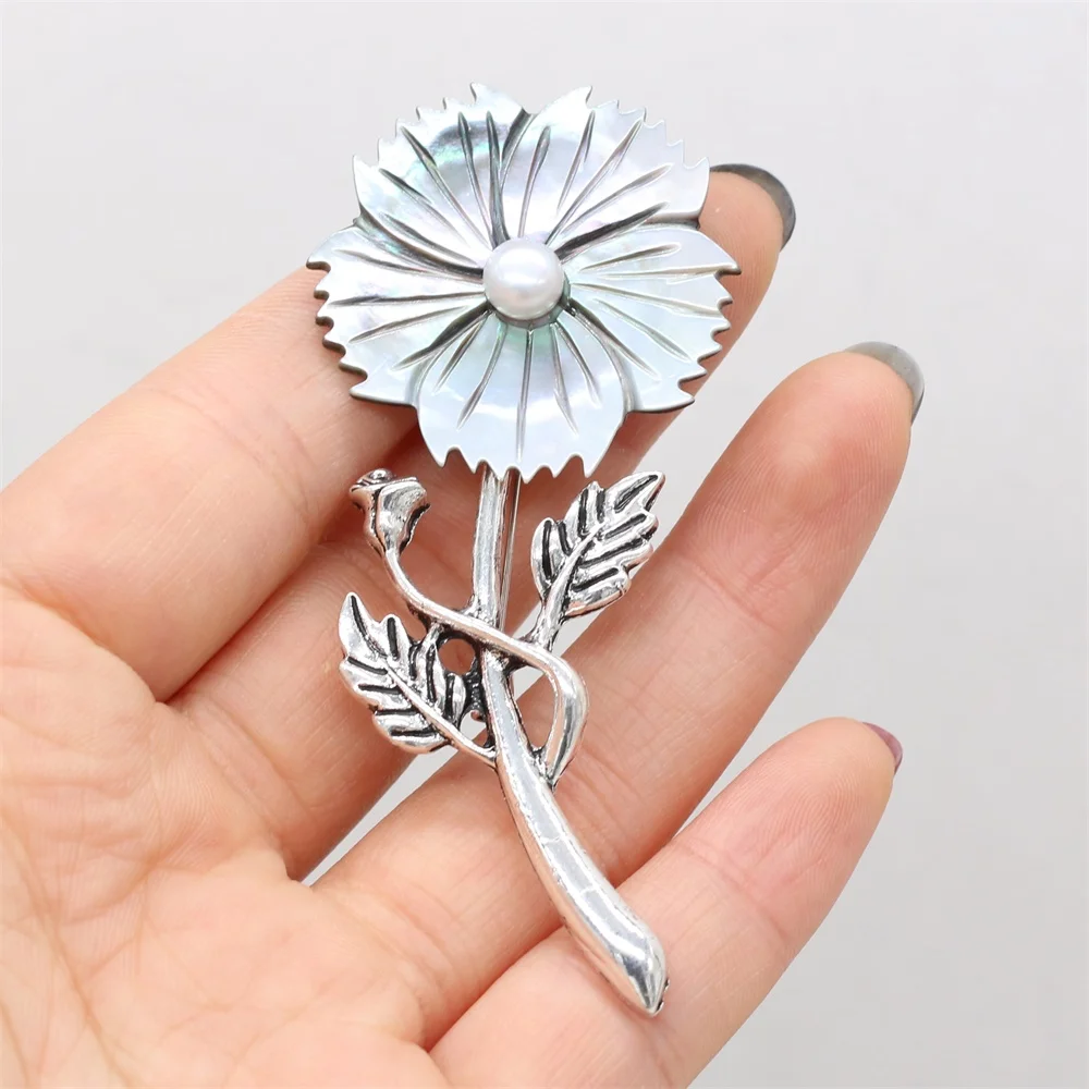 Женская Брошь из натуральной ракушки брошь в форме цветка подвеска для