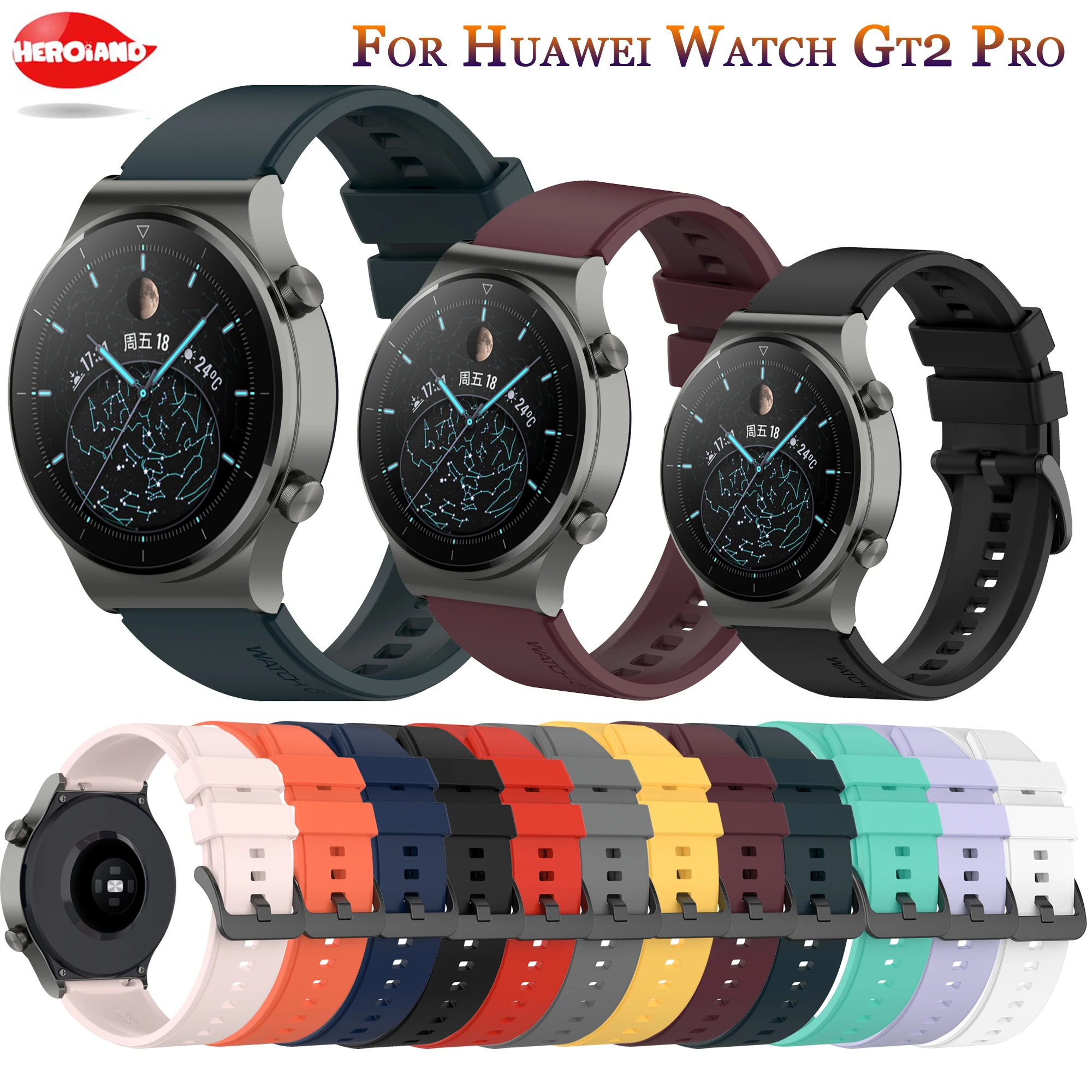 

Officia Silicone 22mm watch band strap For Huawei watch GT2 Pro smart watch Replacement wristband For Huawei watch GT 42mm 46mm
