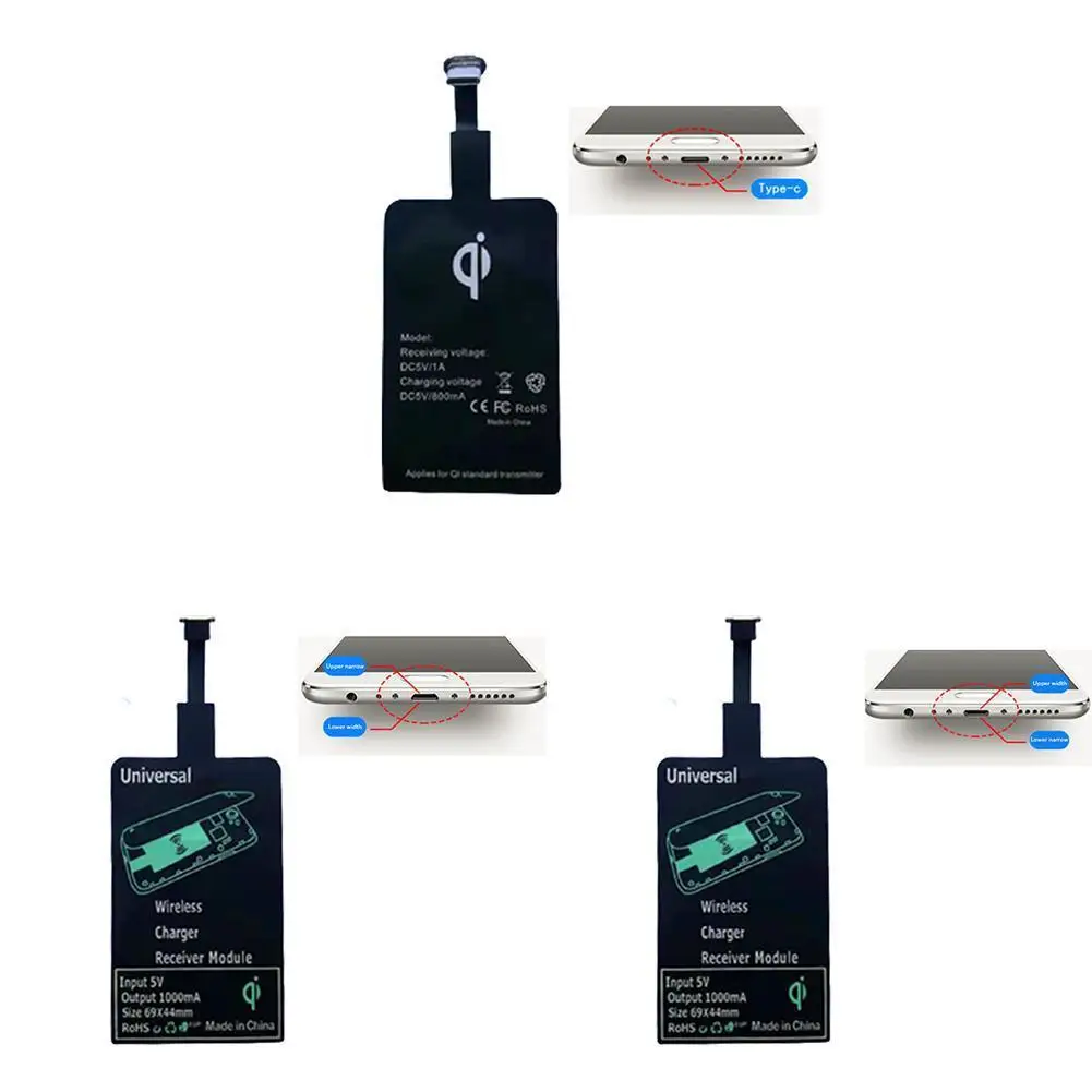 

Qi Wireless Charging Receiver Micro USB Type C Universal Fast Wireless Charger Adapter For Samsung Huawei iPhone For Xiaomi