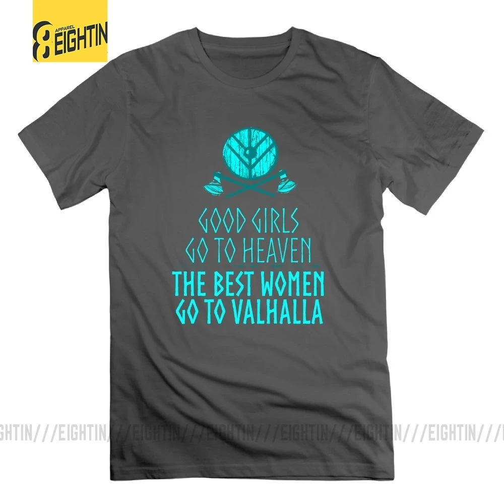 Vikings/лучшие женские футболки с надписью «Go to Heaven», «Go to Valhalla», футболки из очищенного хлопка с короткими рукавами, мужские футболки - Цвет: Серый