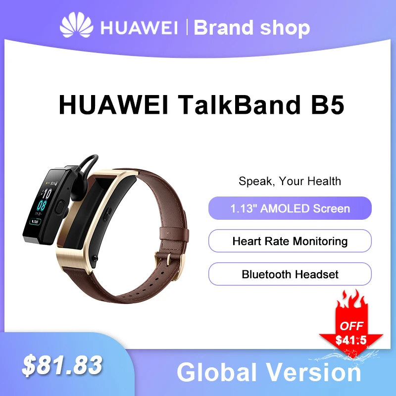Original Huawei Talkband B5 Smart Wristbands Bluetooth headset Smart Sports bracelet Sleep Fitness Tracker heart rate monitoring