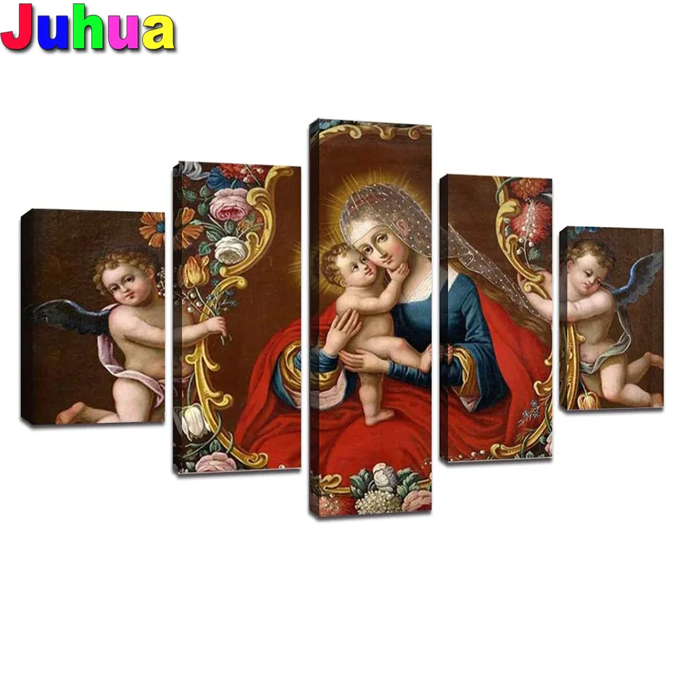 

Дева и мать, Иисус, рождение, алмазная живопись, полная квадратная мозаика, алмазная 5шт./компл. 5d, алмазная вышивка своими руками