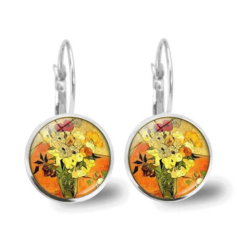Серьги-гвоздики с изображением миндаля Ван Гога цветущие серьги ветки свадебные