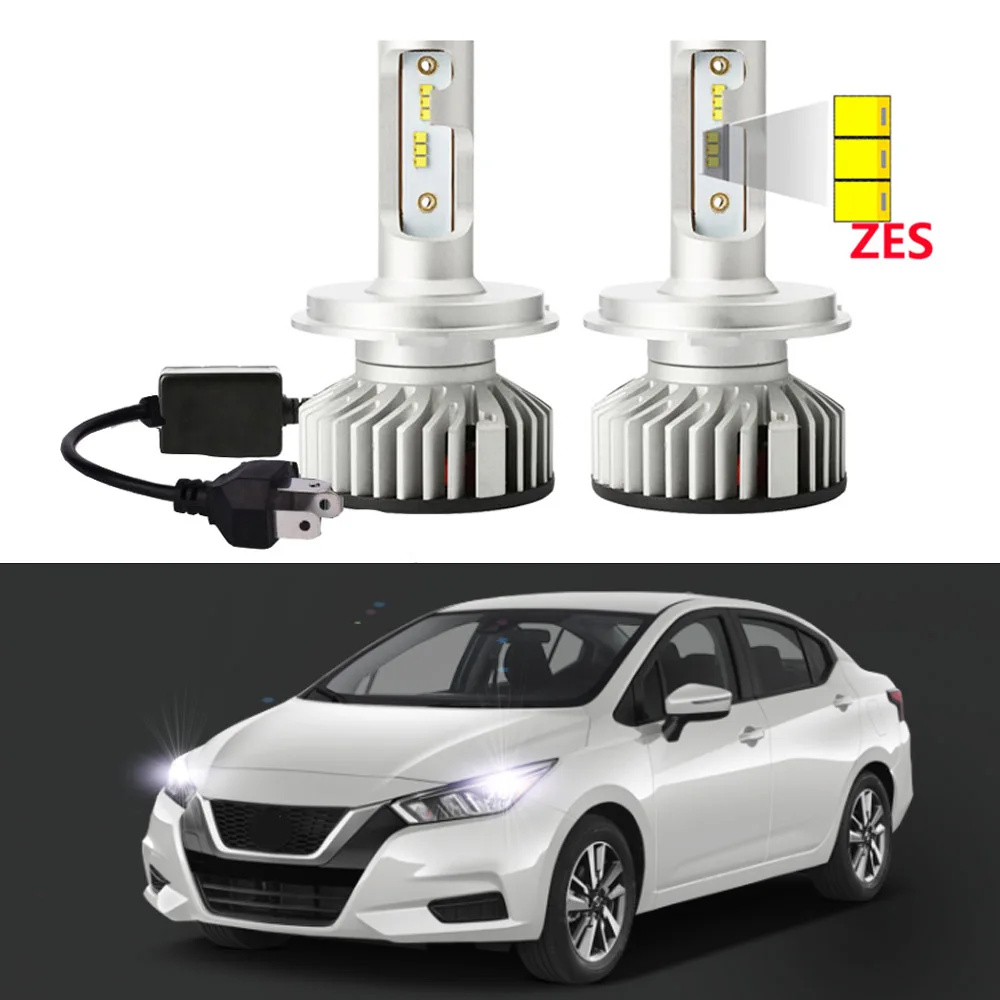 Ampoules de phares LED pour Nissan Versa, feux de croisement et de route, pour 2013, 2014, 2015, 2016, 2017, 2018, 2019, 2020, 2021, 2 pièces