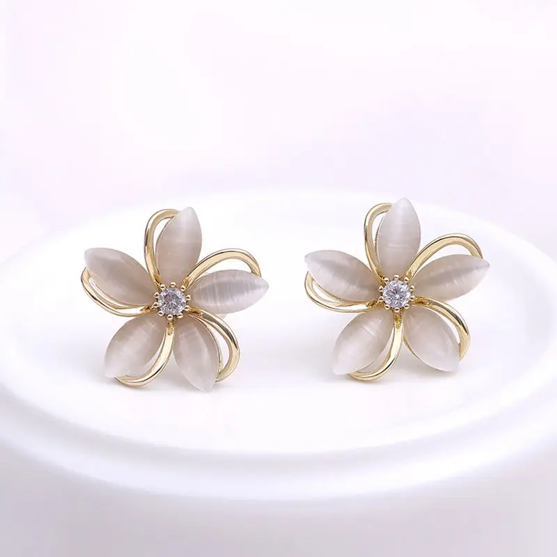 

Opal earring female 925 silver temperament advanced long style flower eardrop earrings